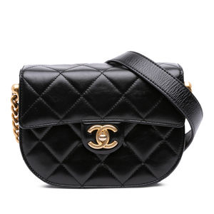 Pre-Loved Chanel CC Quilted Calfskin Round Moon Messenger Flap